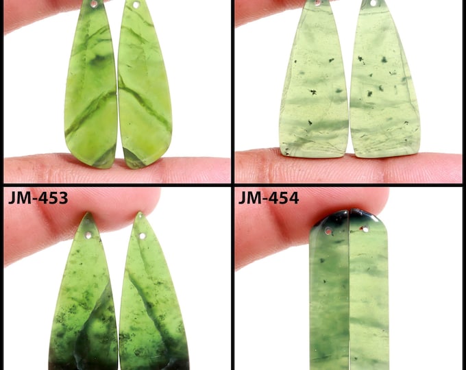 Natural Serpentine Fancy Shape Front Drilled Smooth Cabochon Matching Pairs, Semi-Precious Gemstones For Jewelry Making