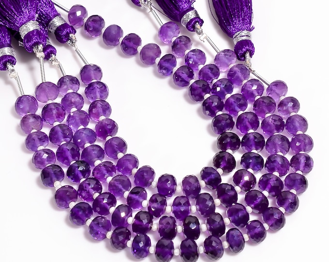 Amethyst Faceted Center Drilled Rondelle Shape 6.75mm, Semi-Precious Gemstones For Jewelry Making