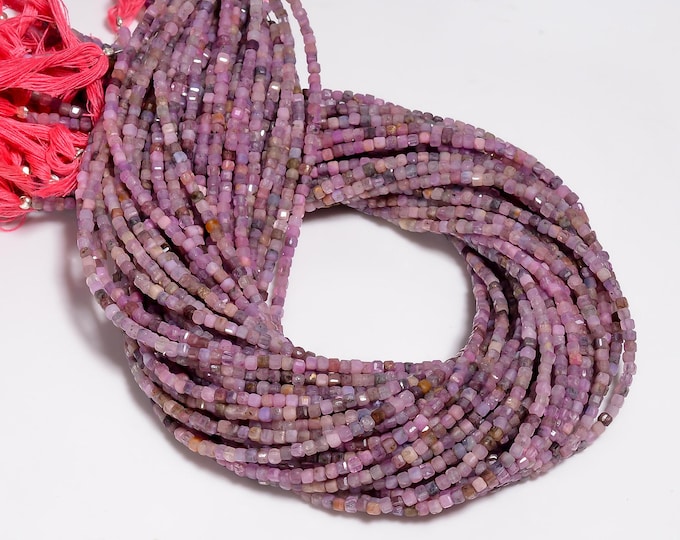 Natural Pink Sapphire Faceted Center Drilled Cube Shape 2.60mm, Precious Gemstones For Jewelry Making