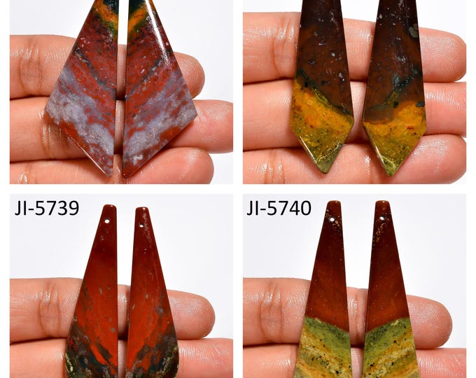 Natural Bloodstone Fancy Shape Front Drilled Smooth Cabochon Matching Pairs, Semi-Precious Gemstones For Jewelry Making