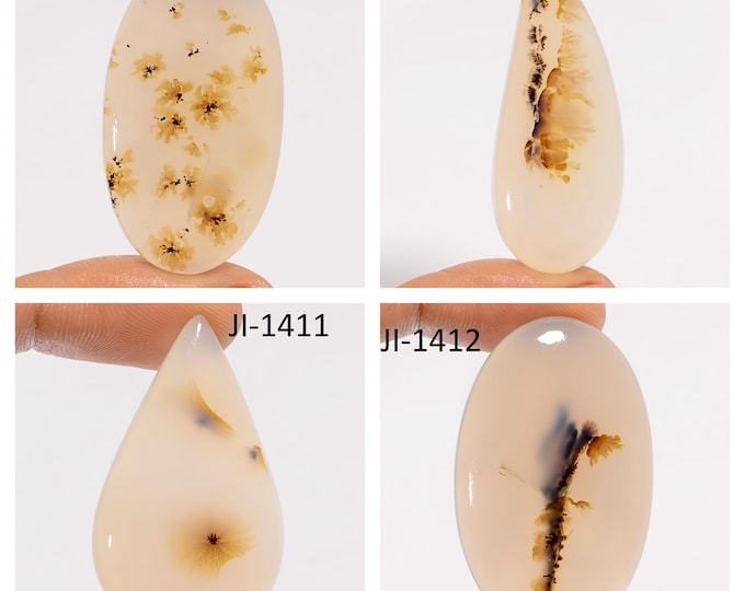Natural Dendrite Agate Fancy Shape Un-Drilled Smooth Cabochon Single Pieces, Semi-Precious Gemstones For Jewelry Making