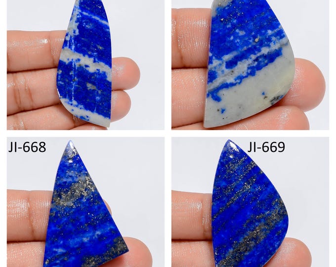 Natural Lapis Lazuli Fancy Shape Front Drilled Smooth Cabochon Single Pieces, Semi-Precious Gemstones For Jewelry Making