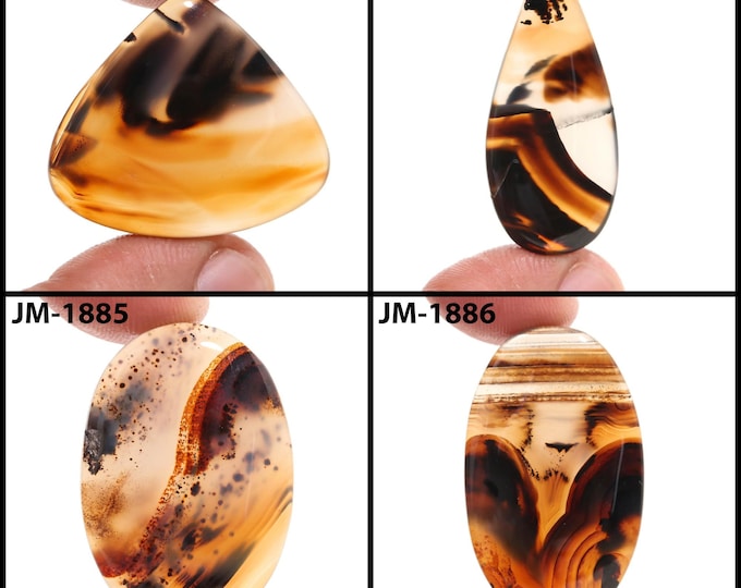 Natural Montana Agate Fancy Shape Un-Drilled Smooth Cabochon Single Pieces, Semi-Precious Gemstones For Jewelry Making
