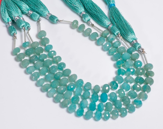 Amazonite Faceted Center Drilled Rondelle Shape 7.25mm, Semi-Precious Gemstones For Jewelry Making