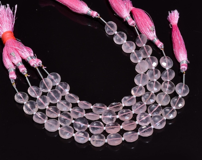 Natural Rose Quartz Faceted Center Drilled Coin Shape 10.25mm, Semi-Precious Gemstones For Jewelry Making