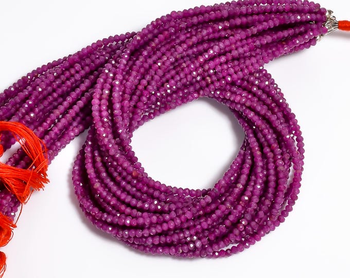 Ruby Micro Faceted Center Drilled Rondelle Shape 2.85mm, Precious Gemstones For Jewelry Making