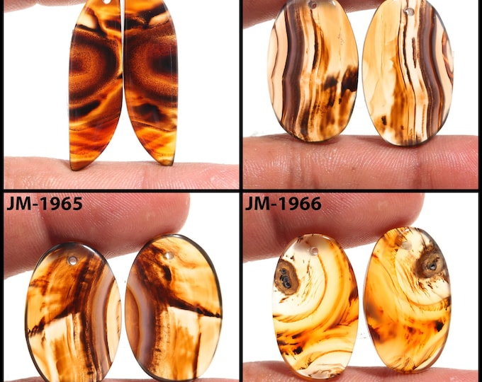 Natural Montana Agate Fancy Shape Front Drilled Smooth Cabochon Matching Pairs, Semi-Precious Gemstones For Jewelry Making