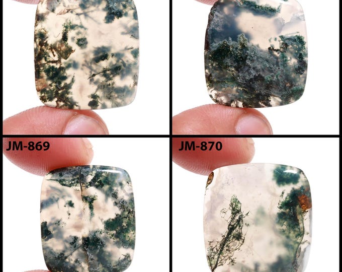 Natural Moss Agate Fancy Shape Un-Drilled Smooth Cabochon Single Pieces, Semi-Precious Gemstones For Jewelry Making
