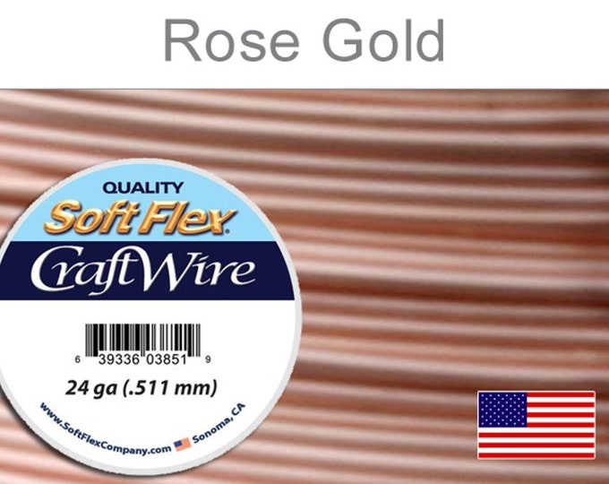 Soft Flex Rose Gold Color Craft Wire 24 Gauge, 45 Foot Spool For Jewelry Making
