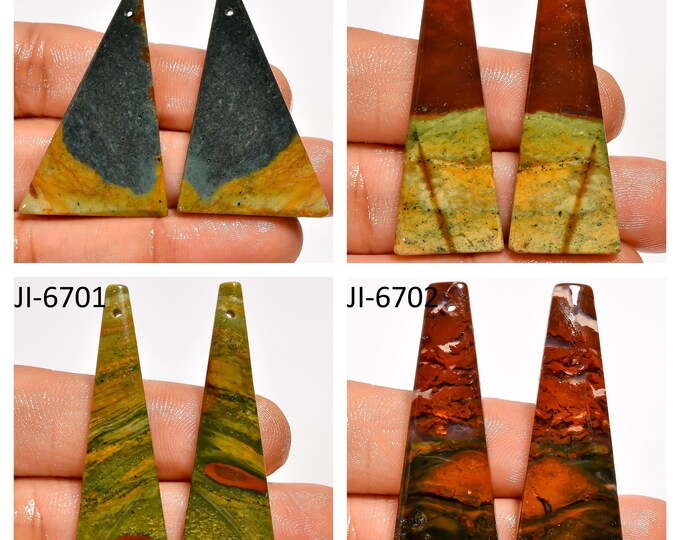 Natural Bloodstone Fancy Shape Front Drilled Smooth Cabochon Matching Pairs, Semi-Precious Gemstones For Jewelry Making