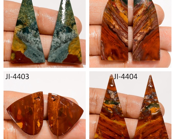 Natural Bloodstone Fancy Shape Front Drilled Smooth Cabochon Matching Pairs, Semi-Precious Gemstones For Jewelry Making