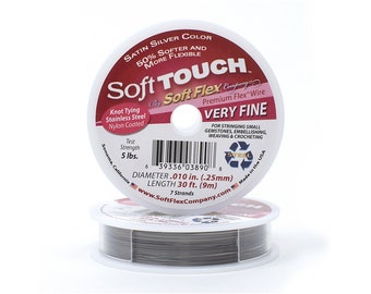 Soft Touch Satin Silver Very Fine Size Beading Wire, 30 Foot Spool For Jewelry Making