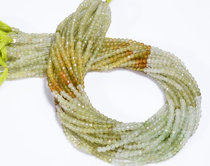 Grossular Green Garnet Micro Faceted Center Drilled Rondelle Shape 3.15mm, Semi-Precious Gemstones For Jewelry Making
