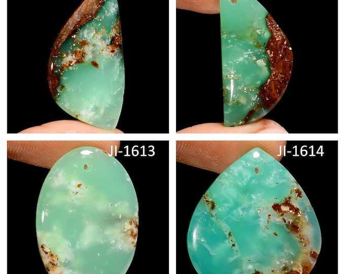 Natural Chrysoprase Fancy Shape Front Drilled Smooth Cabochon Single Pieces, Semi-Precious Gemstones For Jewelry Making