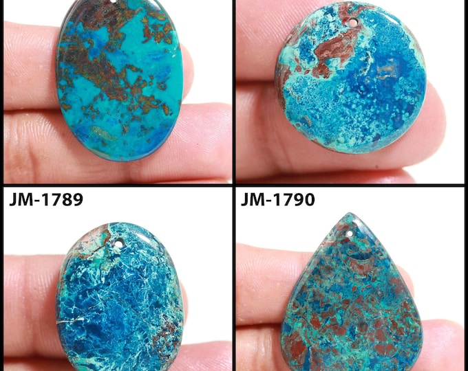 Natural Azurite Fancy Shape Drilled Smooth Cabochon Single Pieces, Semi-Precious Gemstones For Jewelry Making
