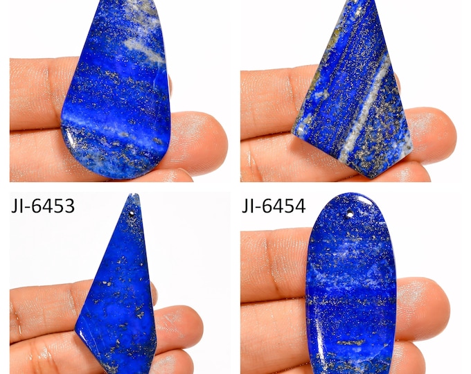 Natural Lapis Lazuli Fancy Shape Front Drilled Smooth Cabochon Single Pieces, Semi-Precious Gemstones For Jewelry Making