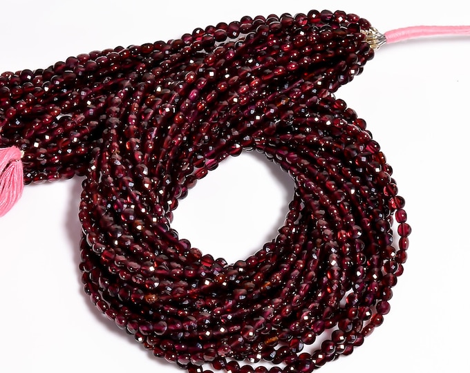 Garnet Faceted Center Drilled Coin Shape 4mm, Semi-Precious Gemstones For Jewelry Making