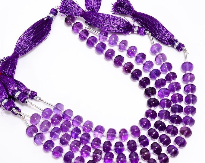 Amethyst Non-Faceted Smooth Center Drilled Rondelle Shape 7.25mm, Semi-Precious Gemstones For Jewelry Making