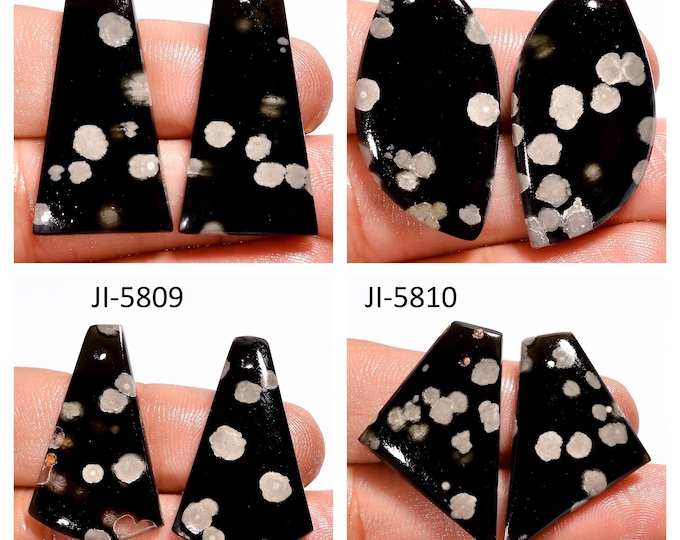 Natural Peanut Obsidian Fancy Shape Front Drilled Smooth Cabochon Matching Pairs, Semi-Precious Gemstones For Jewelry Making