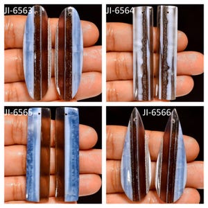 Natural Owyhee Blue Opal Fancy Shape Front Drilled Smooth Cabochon Matching Pairs, Semi-Precious Gemstones For Jewelry Making