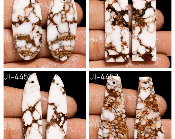Natural Wild Horse Jasper Fancy Shape Front Drilled Smooth Cabochon Matching Pairs, Semi-Precious Gemstones For Jewelry Making