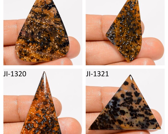 Natural Honey Dendrite Agate Fancy Shape Un-Drilled Smooth Cabochon Single Pieces, Semi-Precious Gemstones For Jewelry Making