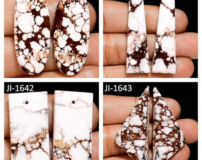Natural Wild Horse Jasper Fancy Shape Front Drilled Smooth Cabochon Matching Pairs, Semi-Precious Gemstones For Jewelry Making