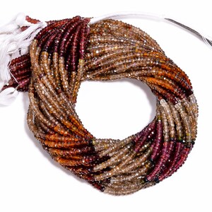 Tunduru Garnet Multi Color Faceted Rondelle Shape 3.50mm, Semi-Precious Gemstones For Jewelry Making