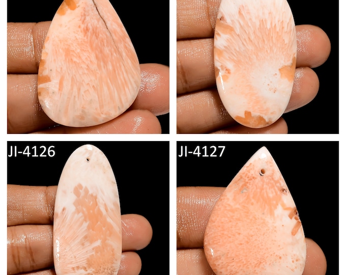 Natural Scolecite Fancy Shape Front Drilled Smooth Cabochon Single Pieces, Semi-Precious Gemstones For Jewelry Making