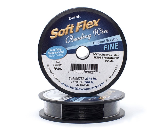 Soft Flex Black Fine Size Beading Wire, 100 Foot Spool For Jewelry Making