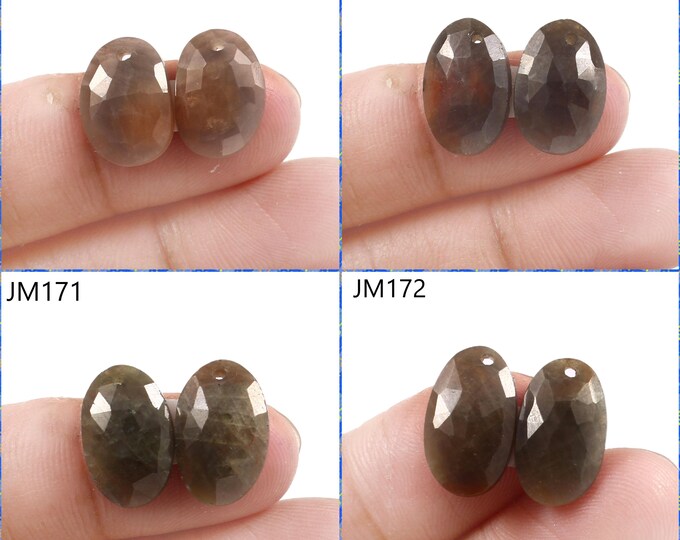 Natural Sapphire Fancy Shape Front Drilled Faceted Rose Cut Matching Pairs, Precious Gemstones For Jewelry Making