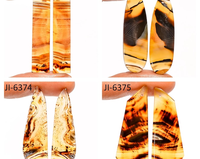 Natural Montana Agate Fancy Shape Front Drilled Smooth Cabochon Matching Pairs, Semi-Precious Gemstones For Jewelry Making