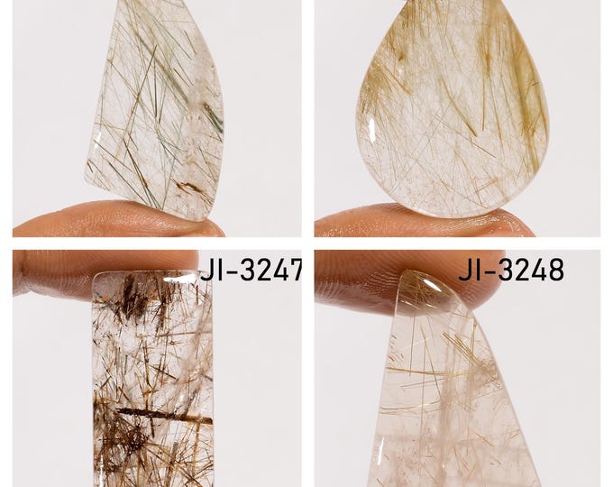 Natural Rutile Quartz Fancy Shape Un-Drilled Smooth Cabochon Single Pieces, Semi-Precious Gemstones For Jewelry Making