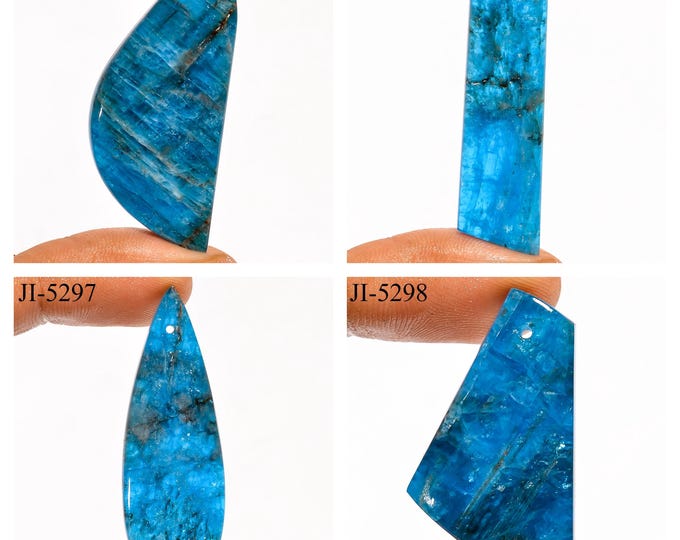 Natural Neon Apatite Fancy Shape Front Drilled Smooth Cabochon Single Pieces, Semi-Precious Gemstones For Jewelry Making