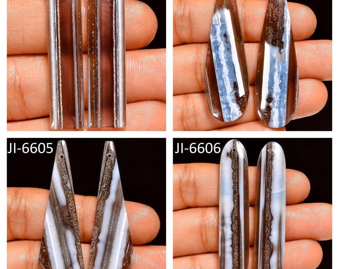 Natural Owyhee Blue Opal Fancy Shape Front Drilled Smooth Cabochon Matching Pairs, Semi-Precious Gemstones For Jewelry Making
