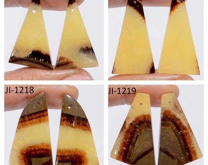 Natural Septarian Fancy Shape Front Drilled Smooth Cabochon Matching Pairs, Semi-Precious Gemstones For Jewelry Making