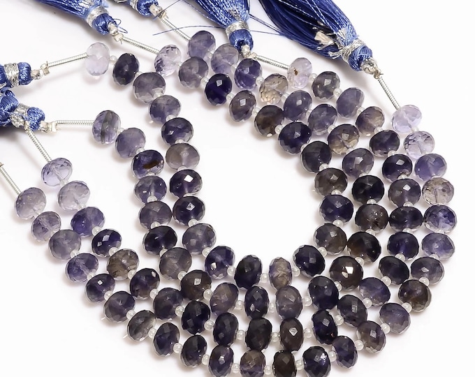 Iolite Faceted Center Drilled Rondelle Shape 7mm, Semi-Precious Gemstones For Jewelry Making