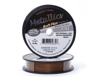 Soft Flex Copper Color Fine Beading Wire, 30 Foot Spool For Jewelry Making