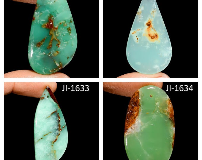 Natural Chrysoprase Fancy Shape Front Drilled Smooth Cabochon Single Pieces, Semi-Precious Gemstones For Jewelry Making