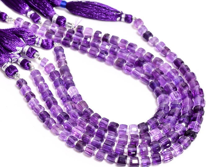 Amethyst Faceted Center Drilled Tire Shape Graduated Size 5mm to 6.25mm, Semi-Precious Gemstones For Jewelry Making