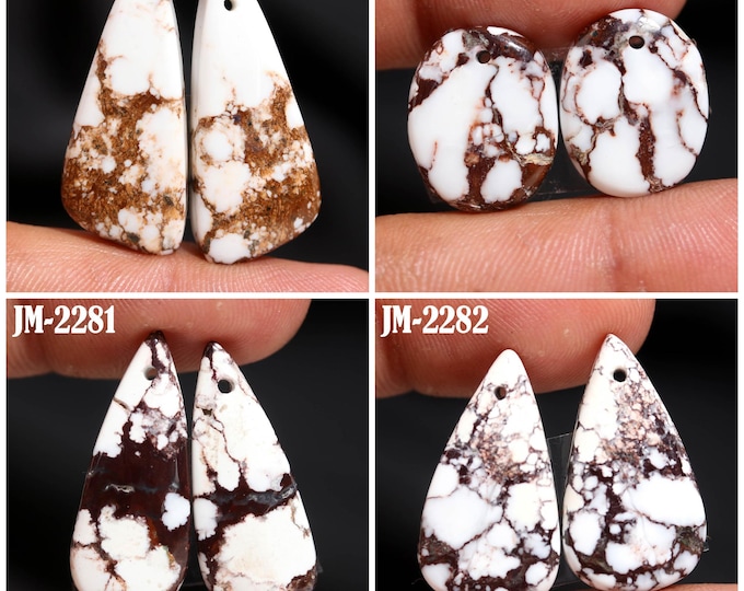 Natural Wild Horse Jasper Fancy Shape Front Drilled Smooth Cabochon Matching Pairs, Semi-Precious Gemstones For Jewelry Making