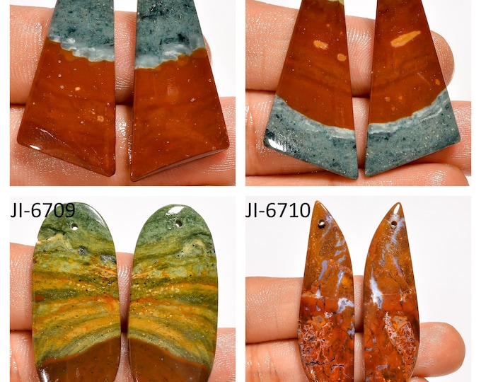 Natural Bloodstone Fancy Shape Front Drilled Smooth Cabochon Matching Pairs, Semi-Precious Gemstones For Jewelry Making