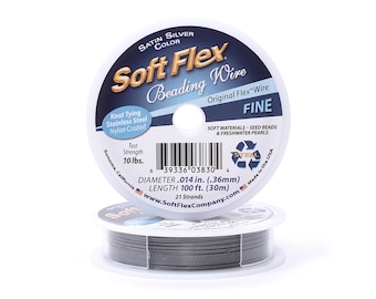 Soft Flex Satin Silver Fine Size Beading Wire, 100 Foot Spool For Jewelry Making