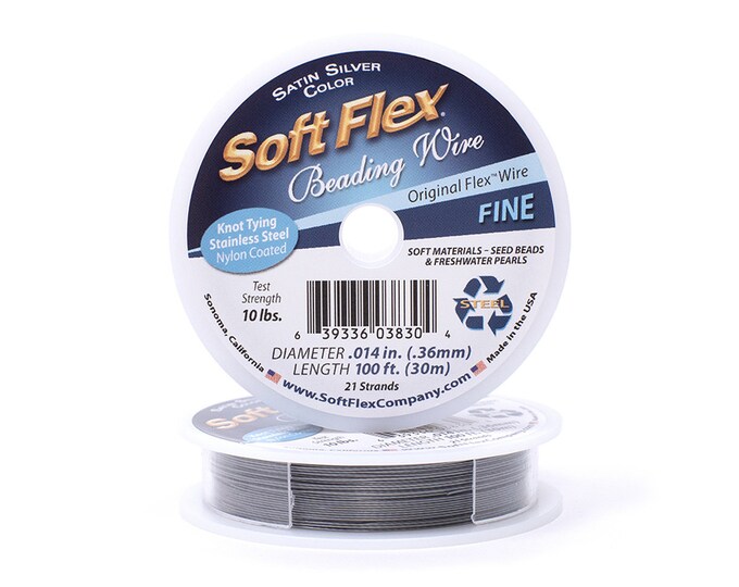 Soft Flex Satin Silver Fine Size Beading Wire, 100 Foot Spool For Jewelry Making