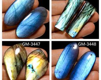 Natural Labradorite Fancy Shape Drilled Cabochon Matching Pairs, Semi-Precious Gemstones For Jewelry Making