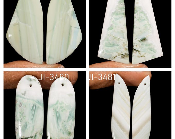 Natural Saturn Chalcedony Fancy Shape Front Drilled Smooth Cabochon Matching Pairs, Semi-Precious Gemstones For Jewelry Making