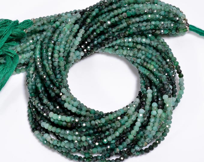 Emerald Multi Shade Micro Faceted Center Drilled Rondelle Shape 3.15mm, Precious Gemstones For Jewelry Making