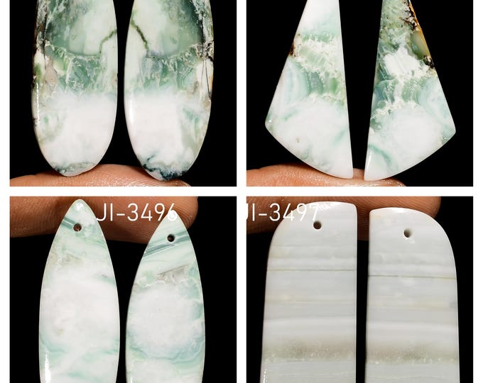 Natural Saturn Chalcedony Fancy Shape Front Drilled Smooth Cabochon Matching Pairs, Semi-Precious Gemstones For Jewelry Making