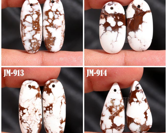 Natural Wild Horse Jasper Fancy Shape Front Drilled Smooth Cabochon Matching Pairs, Semi-Precious Gemstones For Jewelry Making