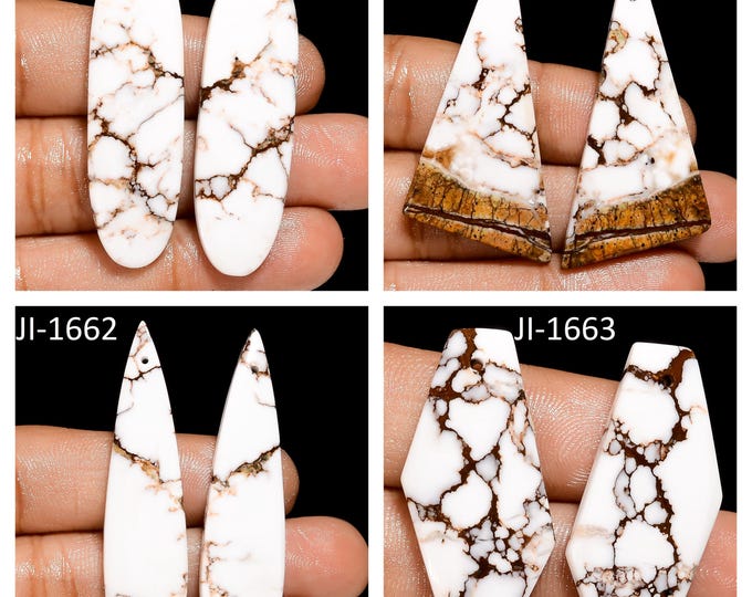 Natural Wild Horse Jasper Fancy Shape Front Drilled Smooth Cabochon Matching Pairs, Semi-Precious Gemstones For Jewelry Making